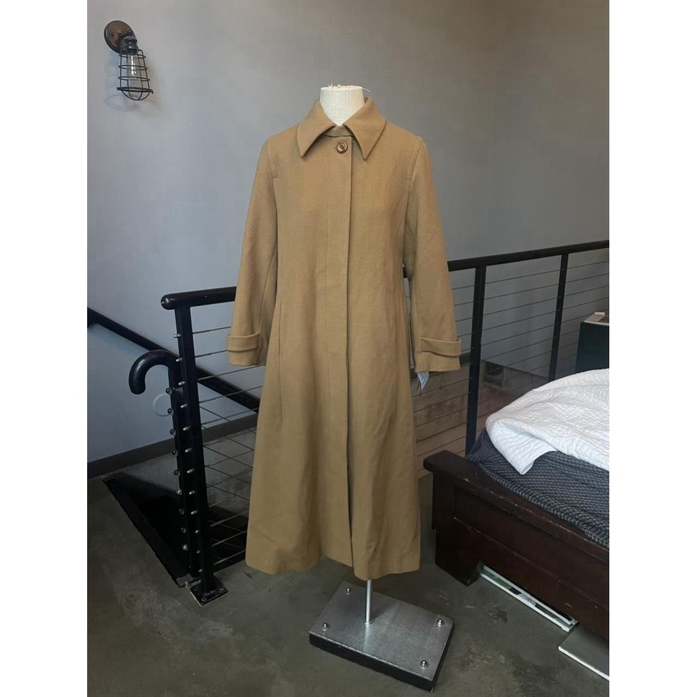 Vintage Tan Wool Trench Coat Women's Size 8P New with Tags Still Attached